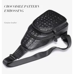 Stylish chest bag - leather backpack - crocodile skin patternBags