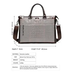 Luxurious leather handbag - with shoulder strap - crocodile skin pattern - genuine leatherBags