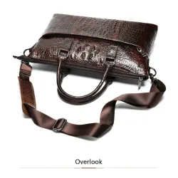 Luxurious leather handbag - with shoulder strap - crocodile skin pattern - genuine leatherBags