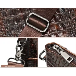 Luxurious leather handbag - with shoulder strap - crocodile skin pattern - genuine leatherBags