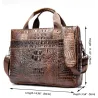 Luxurious leather handbag - with shoulder strap - crocodile skin pattern - genuine leatherBags