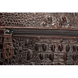 Luxurious leather handbag - with shoulder strap - crocodile skin pattern - genuine leatherBags