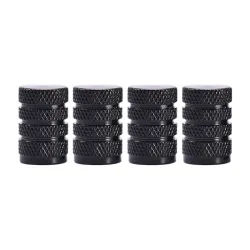 Svarte dekkventilkapper - aluminium - 4 stk