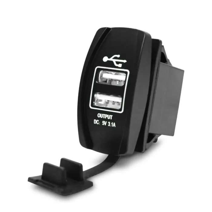 Universal USB dual socket - 3.1V -12V/24V - charging port - LEDChargers