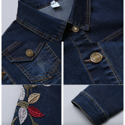 Kort jeansjakke - vintage blomsterbroderi