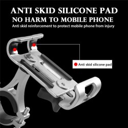 Universell telefonholder - for sykkel-/motorsykkelstyre - antiskli - klips - roterbar - aluminiumslegering