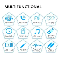 Bluetooth bilradio - din 1 - MP3 - AUX - USB - FM - 12V