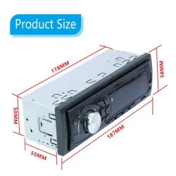 Bluetooth bilradio - din 1 - MP3 - AUX - USB - FM - 12V