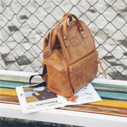 Vintage leather backpack - large capacityBackpacks