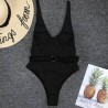Sexy one piece ribbed swimsuit - Brazilian monokini - with beltBeachwear