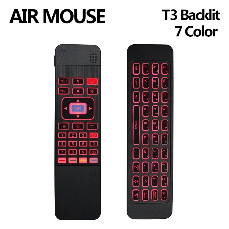 T3 6-Axis Gyro - Air Mouse - 2.4G - wireless - 7 color backlit - Smart remote control - with QWERTY keyboardKeyboards & remotes