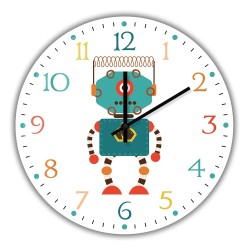 Stylish kids wall clock - quartz - retro robot designClocks