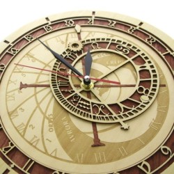 Decorative wall wooden clock - quartz - Prague / Czech Republic astronomyClocks