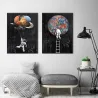 Astronaut - space - rocket - oil painting - canvas wall posterPlaques & Signs