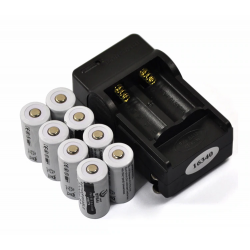 CR123A 16340 - 2200mAh 3.7V li-ion rechargeable battery 8 pieces / 16340 chargerBattery