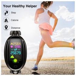 H8 Smart Watch - uthult stropp med diamanter - pulsmåler - treningsmåler - vanntett - Android - Bluetooth