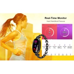 H8 Smart Watch - uthult stropp med diamanter - pulsmåler - treningsmåler - vanntett - Android - Bluetooth