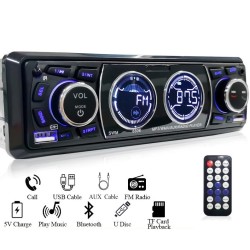 Bluetooth bilradio - 1 DIN - USB - TF - FM - 60Wx4 - 12V