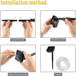 Solcelledrevet LED-streng - krans - utendørslys - vanntett - 7m - 12m