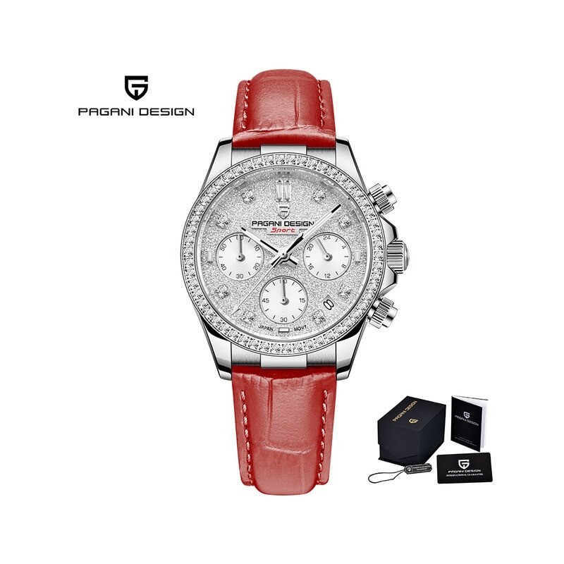 PAGANI DESIGN - automatic Quartz watch - with crystals - sapphire mirror - leather strapWatches