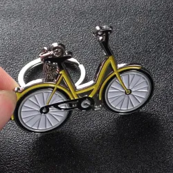 Yellow bicycle - metal keychainKeyrings