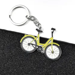 Yellow bicycle - metal keychainKeyrings