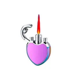 Jet butane lighter - red flame - windproof - 1300 C - heart shapeLighters