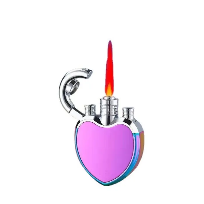 Jet butane lighter - red flame - windproof - 1300 C - heart shapeLighters