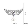 Luxurious brooch - angel wings - crystal heart - pearlBrooches