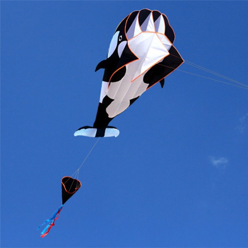 Giant wale - dolphin - frameless - beach kite with line - 2 meterKites