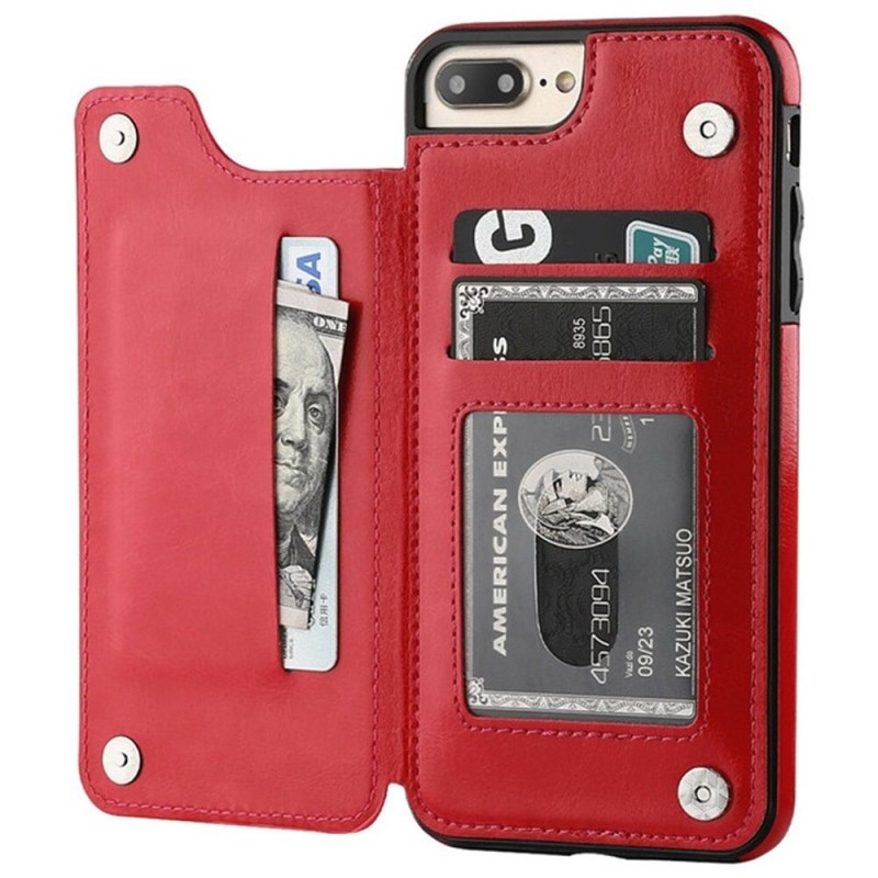 Retro card holder - phone cover case - leather flip cover - mini wallet - for iPhone - redProtection Retro card holder - phone cover case - leather flip cover - mini wallet - for iPhone - redProtection