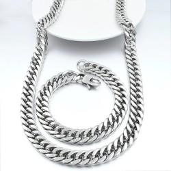 Fashionable men's jewellery set - necklace - bracelet - thick link - stainless steelBracelets