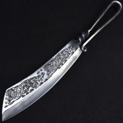 9,3 tommers hakkekniv - kjøkken - jakt - vedkutter - håndlaget smidd stål - tigerdesign