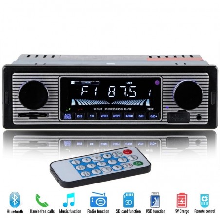 Bluetooth car radio - din 1 - 12V FM MP3 USB SD AUX stereo audioDin 1