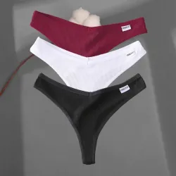 Sexy bomullstroser - 3 blandede ensfarger - 3 stk