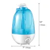 Ultralyd luftfukter - eterisk olje diffuser - dobbel tåkesprøyte - med LED - 4 L
