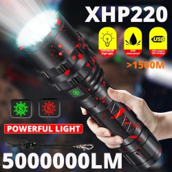 XHP220 / XHP120 - kraftig LED-lommelykt - taktisk / militær lommelykt - USB - vanntett - zoombar - 5000000 LM