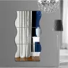 Waves shape mirror - wall sticker - self adhesive tiles - 6 piecesWall stickers