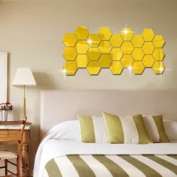 Hexagon shaped mirror - wall sticker - 12 piecesWall stickers