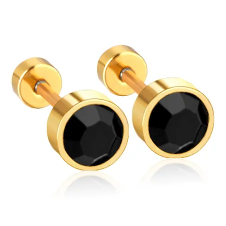 Øredobber i rustfritt stål - med cubic zirconia - vridbar ende