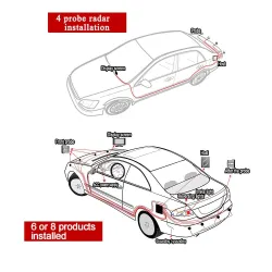 Bilparkeringssensor - radar - revers autoparkering - LCD-skjerm - LED