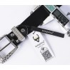 Fashionable leather belt - with holes / rhinestones - metal buckleBelts