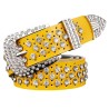 Fashionable leather belt - with holes / rhinestones - metal buckleBelts