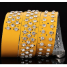 Fashionable leather belt - with holes / rhinestones - metal buckleBelts