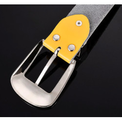 Fashionable leather belt - with holes / rhinestones - metal buckleBelts