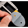 Fashionable leather belt - with holes / rhinestones - metal buckleBelts