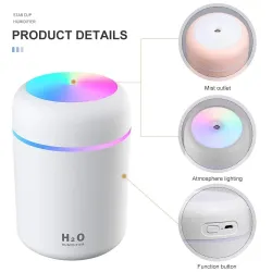 Mini luftfukter - eterisk olje diffuser - LED - USB