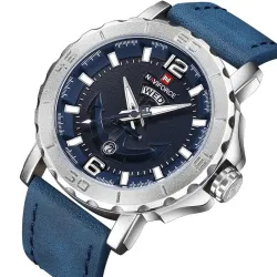 Naviforce - lær Quartz klokke - lysende