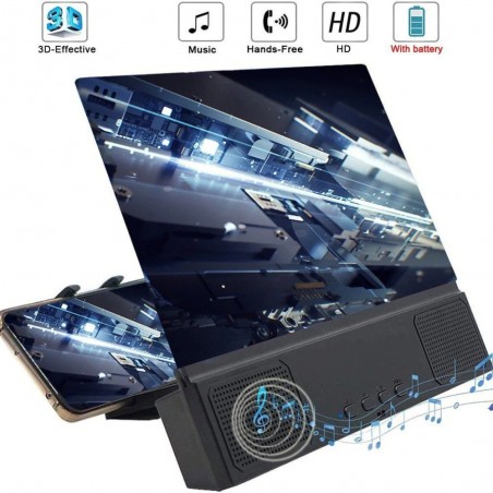 12 Tommer - Skjermforsterker - 3D glasslupe med Bluetooth-høyttaler - for smarttelefon