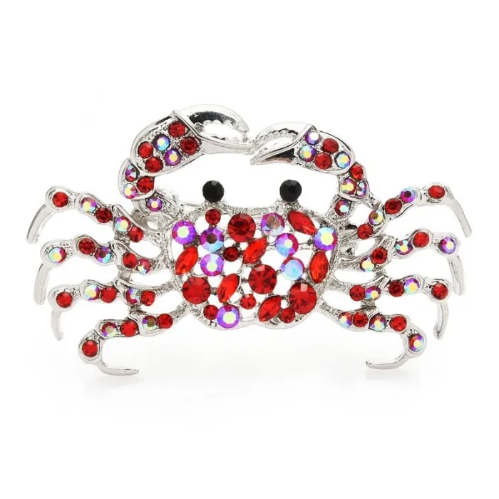 Rhinestone krabbe - brosje